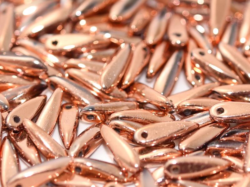 Dagger Beads 3x11 mm, Crystal Capri Gold, Czech Glass