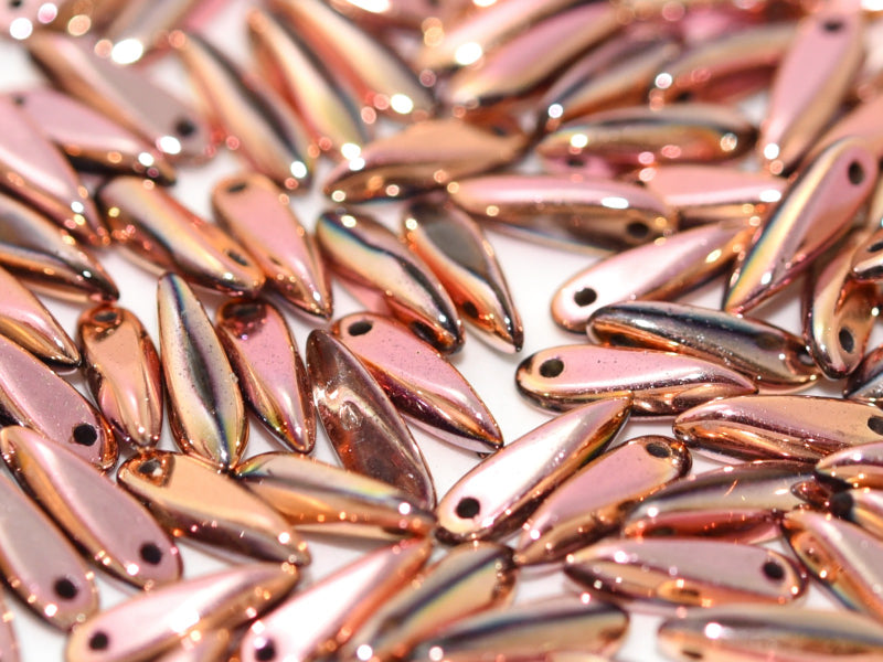 Dagger Beads 3x11 mm, Crystal Full Capri Rose, Czech Glass