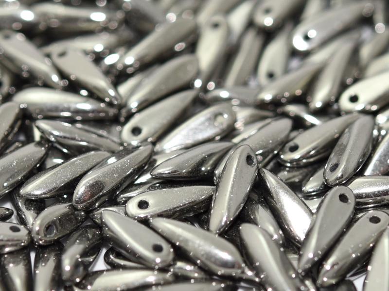 Dagger Beads 3x11 mm, Crystal Full Chrome, Czech Glass