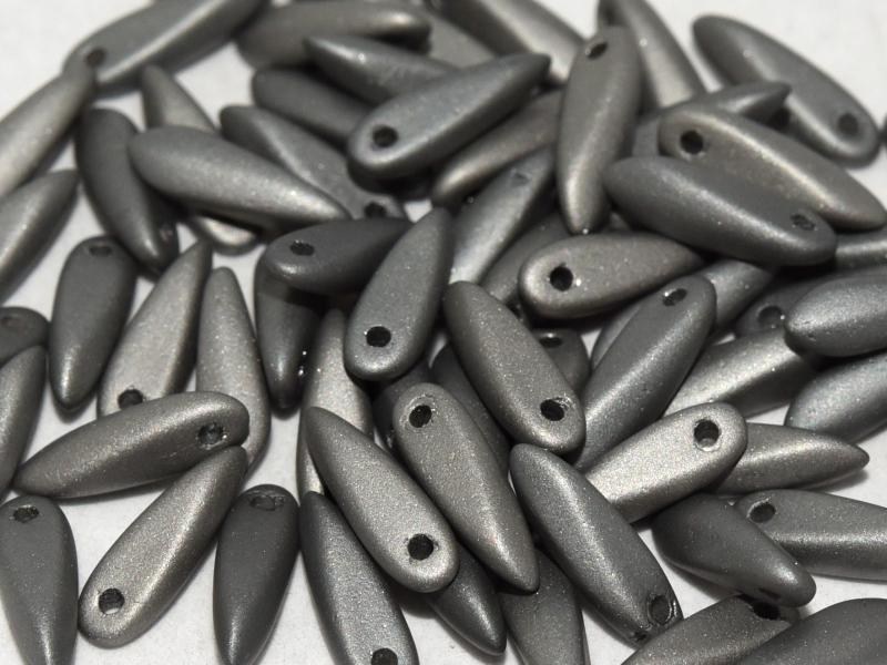 Dagger Beads 3x11 mm, Crystal Chrome Full Matted, Czech Glass