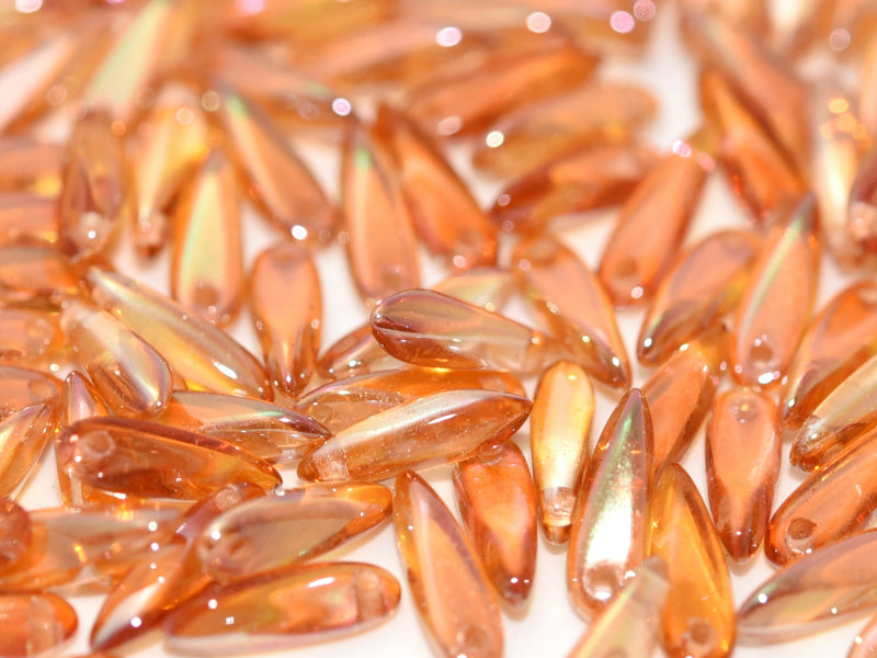 Dagger Beads 3x11 mm, Crystal Apricot Medium, Czech Glass