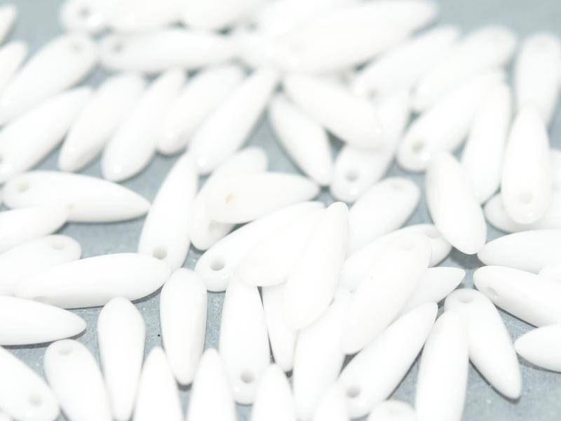 Dagger Beads 3x11 mm, Chalk White, Czech Glass