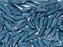 Dagger Beads 3x11 mm, Chalk White Baby Blue Luster, Czech Glass
