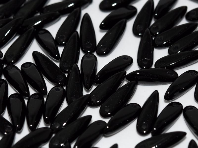 Dagger Beads 3x11 mm, Jet Black, Czech Glass