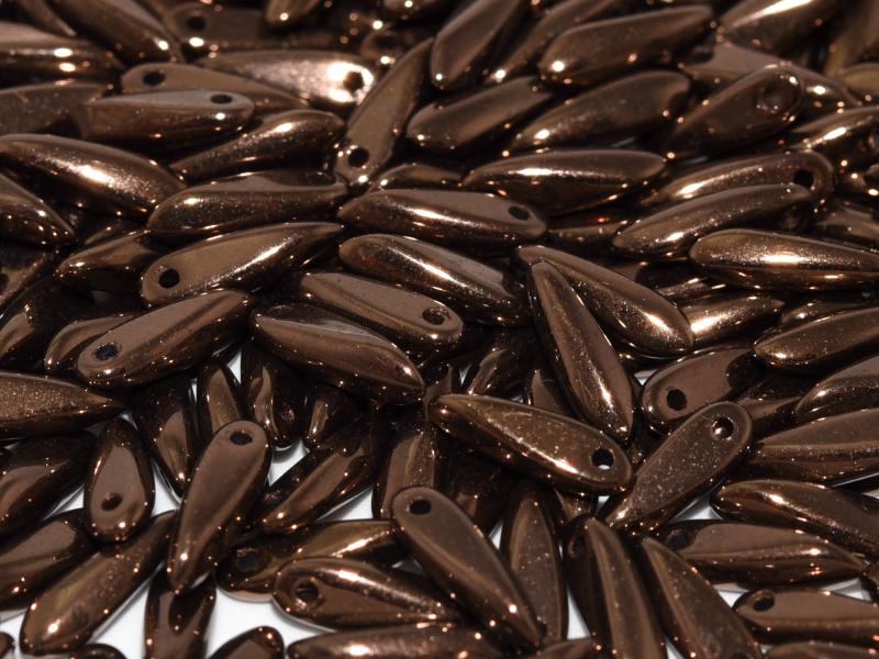 Dagger Beads 3x11 mm, Jet Bronze, Czech Glass