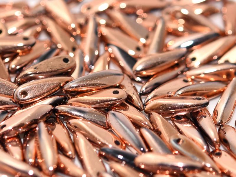 Dagger Beads 3x11 mm, Jet Capri Gold Full, Czech Glass