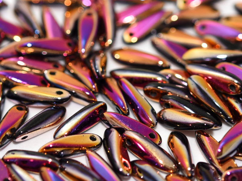 Dagger Beads 3x11 mm, Jet Full Sliperit, Czech Glass