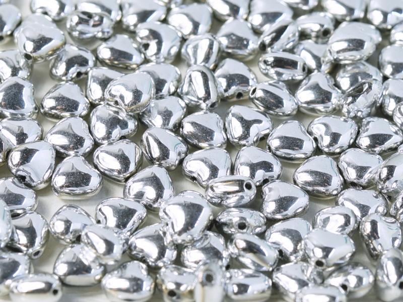 Heart Beads 6 mm, Crystal Labrador Full, Czech Glass
