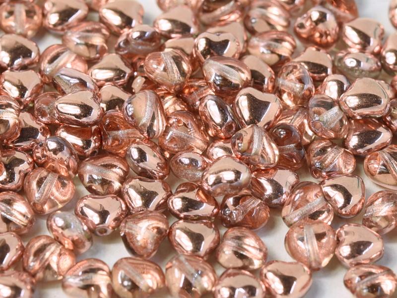 Heart Beads 6 mm, Crystal Capri Gold, Czech Glass