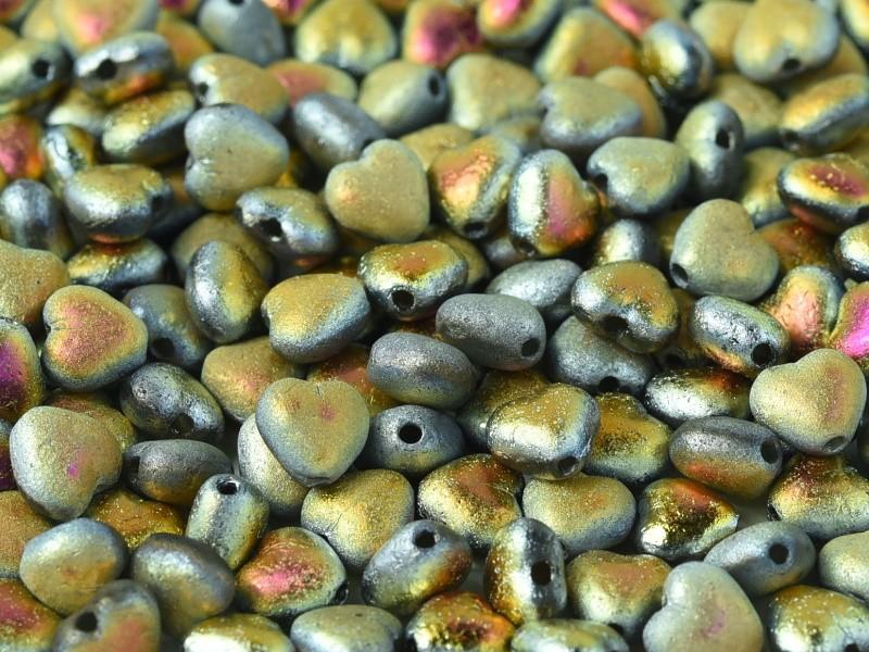 Heart Beads 6 mm, Crystal Etched Marea Full, Czech Glass