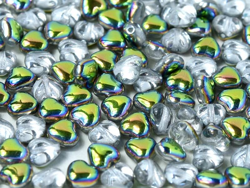 Heart Beads 6 mm, Crystal Vitrail, Czech Glass
