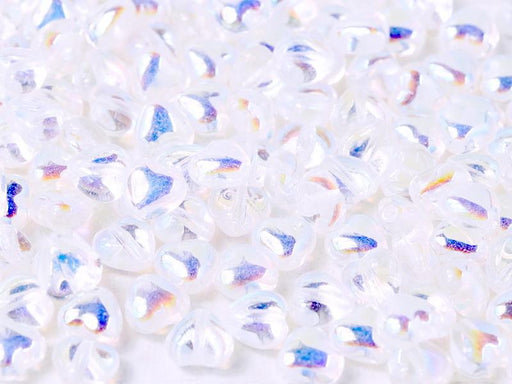 Heart Beads 6 mm, Crystal AB, Czech Glass