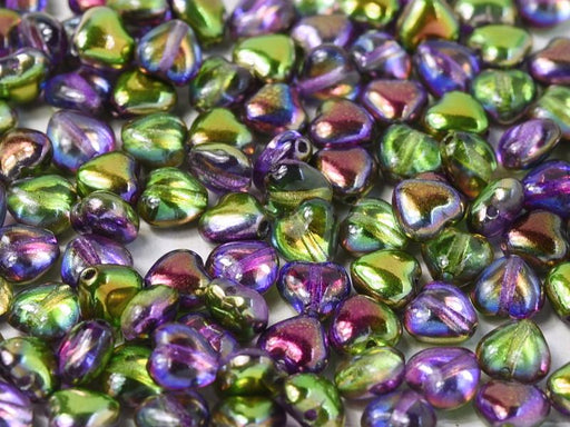 Heart Beads 6 mm, Crystal Magic Orchid, Czech Glass