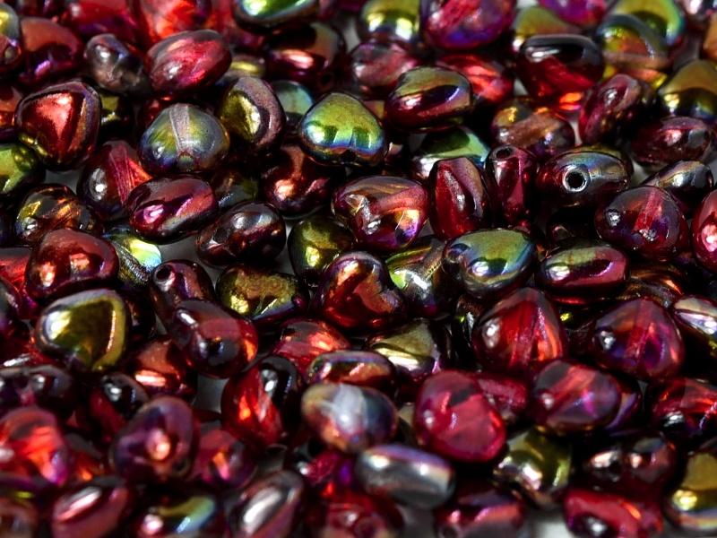 Heart Beads 6 mm, Crystal Magic Wine, Czech Glass