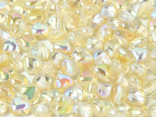 Heart Beads 6 mm, Crystal Yellow Rainbow, Czech Glass