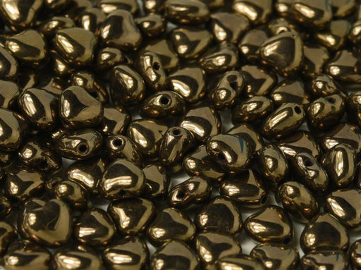 Heart Beads 6 mm, Jet Bronze, Czech Glass