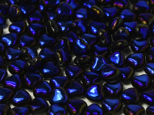 Heart Beads 6 mm, Jet Full Azuro, Czech Glass