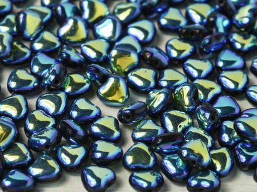 Heart Beads 6 mm, Jet Full AB, Czech Glass