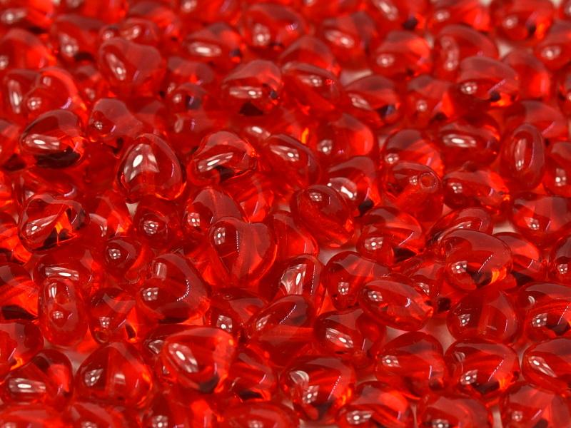 Heart Beads 6 mm, Light Siam, Czech Glass