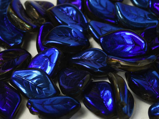 Leaves Beads 9x14 mm, Crystal Full Azuro, Czech Glass