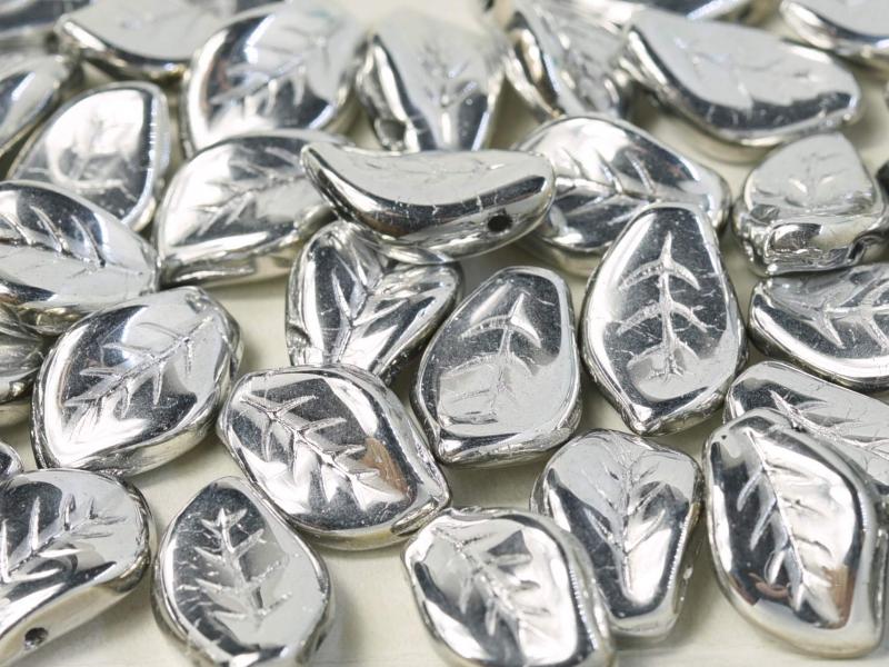 Leaves Beads 9x14 mm, Crystal Labrador Full, Czech Glass