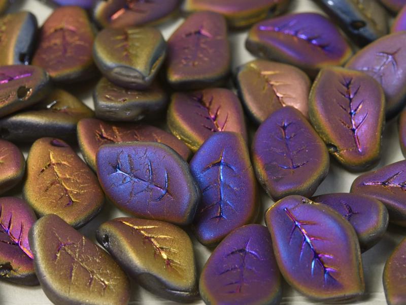 Leaves Beads 9x14 mm, Crystal Sliperit Full Matted, Czech Glass