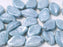 Leaves Beads 9x14 mm, Chalk White Baby Blue Luster, Czech Glass