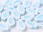 Leaves Beads 9x14 mm, Chalk White With Turquoise Blue Streaks, Czech Glass