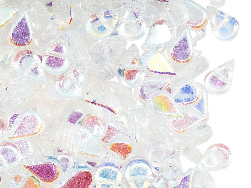 25 pcs Amos® par Puca® Beads 5x8 mm, 2 Holes, Crystal AB, Czech Glass
