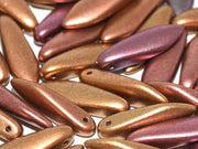 Dagger Beads 5x16 mm, Metallic Mix, Czech Glass
