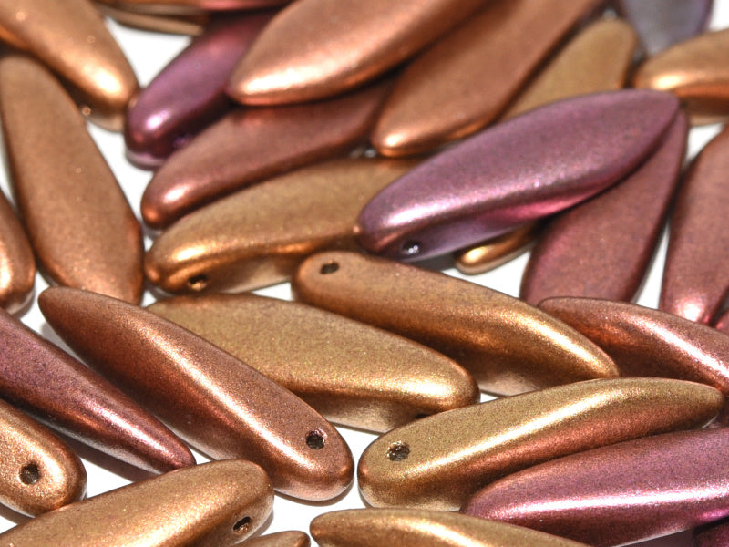 Dagger Beads 5x16 mm, Metallic Mix, Czech Glass