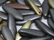 Dagger Beads 5x16 mm, Zinc Iris, Czech Glass