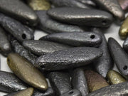 Dagger Beads 5x16 mm, Etched Zinc Iris, Czech Glass