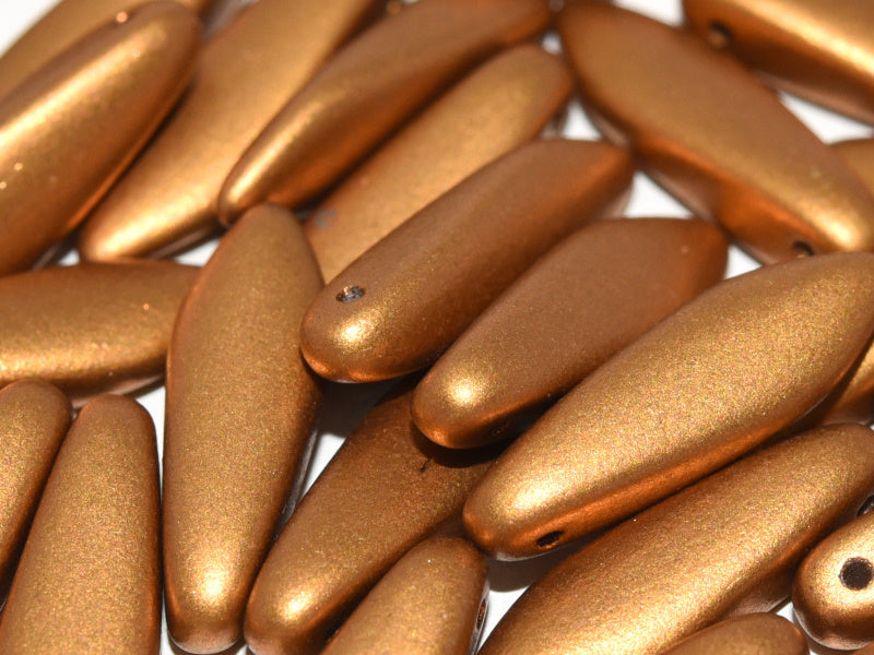 Dagger Beads 5x16 mm, Brass Gold, Czech Glass