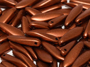Dagger Beads 5x16 mm, Copper, Czech Glass