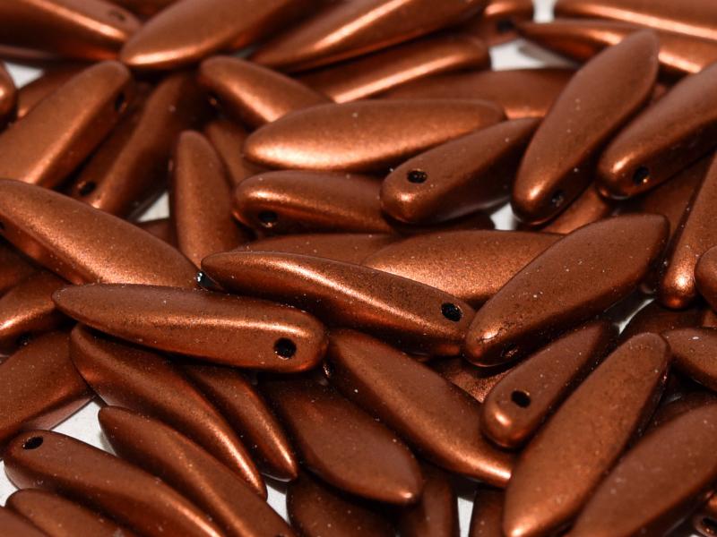 Dagger Beads 5x16 mm, Copper, Czech Glass