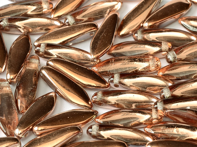 Dagger Beads 5x16 mm, Crystal Capri Gold, Czech Glass