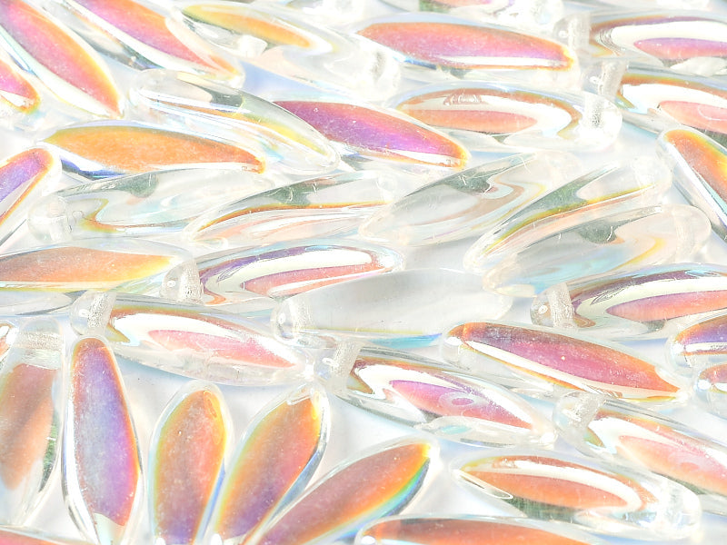 Dagger Beads 5x16 mm, Crystal AB, Czech Glass