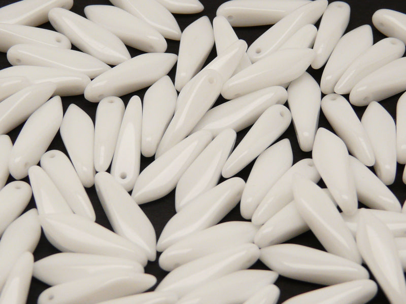 Dagger Beads 5x16 mm, Chalk White, Czech Glass