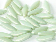 Dagger Beads 5x16 mm, Chalk White Mint Luster, Czech Glass