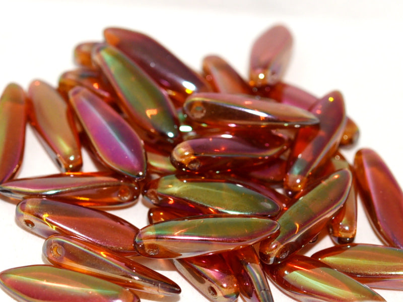 Dagger Beads 5x16 mm, Topaz Full Apricot Medium, Czech Glass