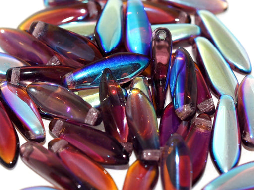Dagger Beads 5x16 mm, Amethyst AB, Czech Glass