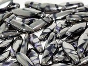 Dagger Beads 5x16 mm, Light Violet Chrome Stripes, Czech Glass