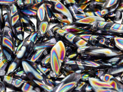 Dagger Beads 5x16 mm, Light Violet Vitrail Stripes, Czech Glass