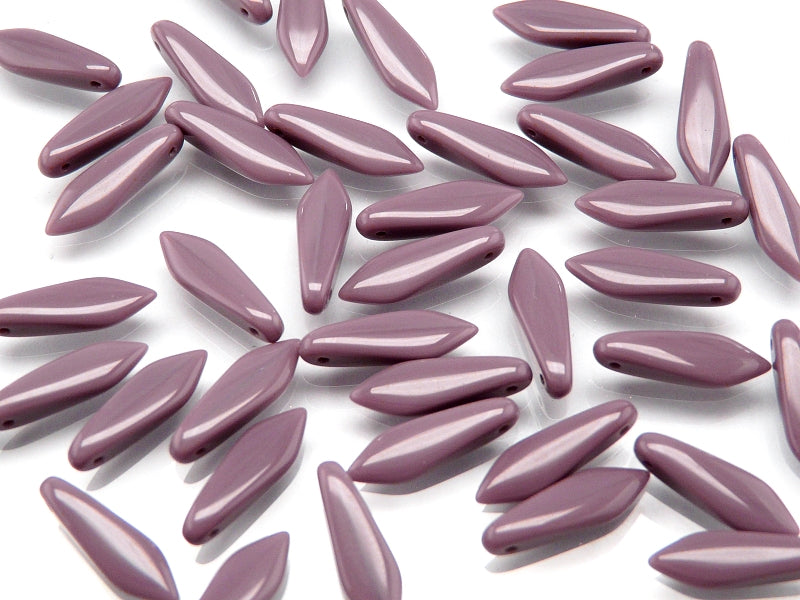 Dagger Beads 5x16 mm, Opaque Lilac, Czech Glass