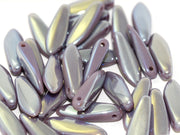 Dagger Beads 5x16 mm, Opaque Lilac Full Light AB, Czech Glass