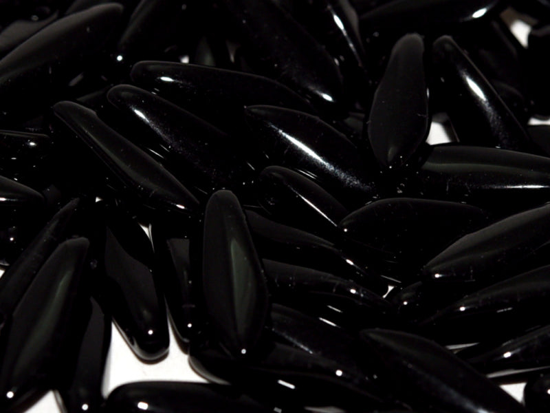 Dagger Beads 5x16 mm, Jet Black, Czech Glass