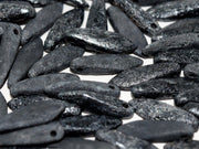 Dagger Beads 5x16 mm, Jet Etched Hematite, Czech Glass