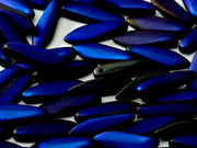 Dagger Beads 5x16 mm, Jet Azuro Full Matted, Czech Glass