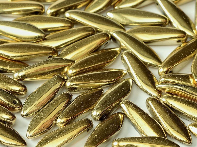 Dagger Beads 5x16 mm, Jet Amber Full, Czech Glass